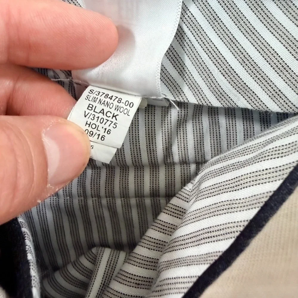 Banana Republic Slim Fit Trouser Pants in Black Plaid Wool Men 31x32 Fits 32x30